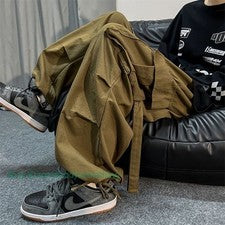 Para Hombres Informal Suelto Piernas Anchas Mono Pantalones Calles Suelto Pantalones Carga Hip Hop