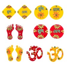 Pegatinas Diwali Laxmi Pagla Shubh Labh Om plástico puerta pared hindú decoración del hogar 2x