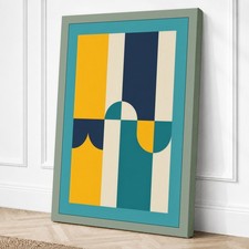 Medallón simétrico geométrico lienzo impresión arte de pared decoración del hogar listo para colgar