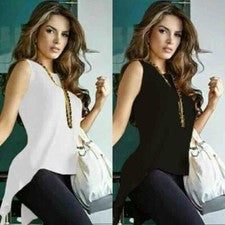 Camiseta Para Mujer Verano Informal Blusa Chifón Damas Prendas para el torso Moda Chaleco Camiseta sin mangas