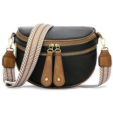 Bandolera Bandolera para Mujer Moda Riñonera Cuero Vegano Bolso de Pecho Negro