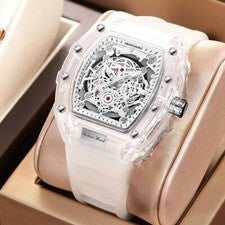 KIMSDUN Reloj Hombre Transparente Cuarzo Reloj Pulsera Luminoso Impermeable