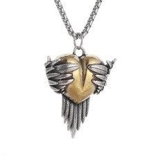 🔥 Cadena Corazón con Alas Colgante Plata Oro Gótico Unisex Joyería Regalo