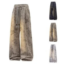 Pantalones Tie Dye Hombres Retro Informales Rectos Calce Suelto Cordón Pantalones EE. UU.
