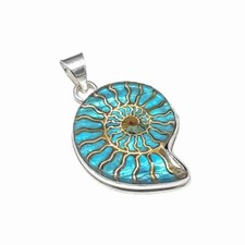 Colgante de joyería de plata de ley 925 hecho a mano con piedras preciosas de amonita tamaño-1,75"