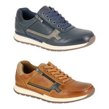Route 21 Para Hombres 6 Ojales Cuero Con Cordones Cremallera Informal Ocio Entrenadores Zapatos Reino Unido 6-12