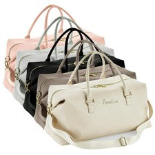 Bolso de mano de fin de semana de cuero sintético vegano con nombre personalizado regalos personalizados para ella