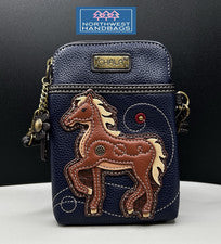 BOLSO BANDOLERA MONEDERO CABALLO WESTERN FARM AZUL MARINO CHALA