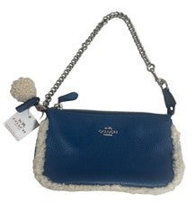 NUEVO Bolso Coach Nolita 19 Cadena Muñequera Cuero Guijarro Azul Piel