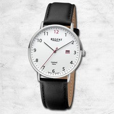 Regent Cuero Reloj de los Hombres Pulsera Cuarzo Negro Pulsera de Cuero URGM2302