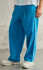 NUEVO SIN ETIQUETAS TELA ESTÁNDAR Pantalón Plisado Bohemio Recto Pantalones Cónicos Talla 34