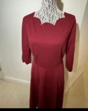 Vestido de fiesta Hof rojo para mujer talla M/L calce y acampanado cremallera novia