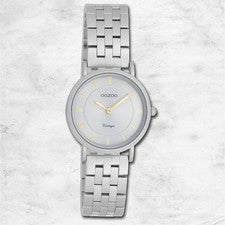 Oozoo Unisex Reloj de Pulsera OOZOO Vintage Analógico Acero Inoxidable Gris UOC20374