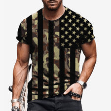 Camiseta Hombres Moda Bandera Nacional Gráfico Manga Corta Casual Antiguo Suave