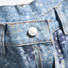 Pantalones de mezclilla holgados de moda para hombre con patrones completos de estrás estilo urbano