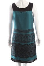 Mexx Kurzarmkleid Gr. 34 petrol-schwarz Metallelemente