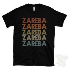 CAMISETA ZAREBA ESTILO RETRO REPETIDO Hombre y Mujer Novedad Genial Nombre Regalo