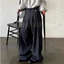 Pantalones japoneses sueltos de pierna ancha estilo callejero para hombre pantalones informales unisex