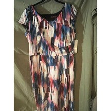 Elegante Vestido Midi Asimétrico Para Mujer Diseño Multicolor Acuarela Talla L
