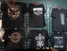 Camiseta 100 Demonios, Abraza la Luz Negra Ataúd Cerrado, Reimpresión, 2 Caras