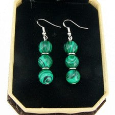 BAILYSBEADS Pendientes Malaquita Noble Pendientes Plata 925 Gancho