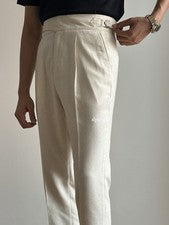 Pantalones informales de algodón y lino para hombre Pantalones británicos retro de pierna recta
