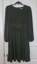 Vestido para mujer NINE WEST talla 8 verde manga larga cremallera trasera elástico mezcla de poliéster