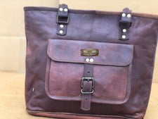 Bolso de hombro de cuero de lujo vintage hecho a mano de 16 pulgadas para mujer