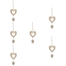 6 piezas Delicado Corazón de Madera Colgante Decoración Uso en el Hogar Colgante Decoración Madera Colgante
