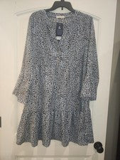 Vestido para mujer Anna-Kaci azul con diseño manchado marrón. Talla XL se adapta a 10/12. Nuevo con etiquetas
