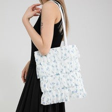 Bolso de Mano de Malla con Volantes en Niveles para Dama Informal Estampado Floral Encaje Bolso de Hombro Bolso de Mano