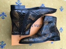 Louis Vuitton Botas Piel de Serpiente Chelsea Zapato al Tobillo Marrón Para Hombres UK 8 US 9 EU 42 NUEVO