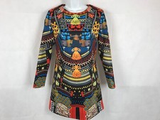 Nuevo con etiquetas Vestido Ezpopsy Para Mujer Talla Pequeña Estampado Una Línea Alta Moda Diseño Multicolor