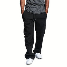 Pantalones deportivos sueltos de calce recto para hombre de gran tamaño con varios bolsillos⚡