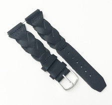 Timex Adventurer Nuevo 19mm Tono Negro Cuero Genuino S Hebilla Acero Correa de Reloj