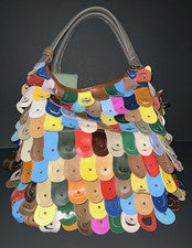 Bolso de Hombro Grande para Mujer AMERI Cuero Pavo Real Arco Iris Triple Cremallera