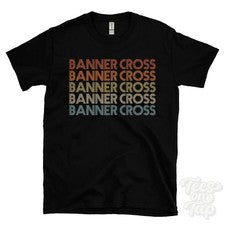 CAMISETA BANNER CRUZADA ESTILO RETRO REPETIDO Hombre y Mujer Reino Unido Lugar Nombre Regalo