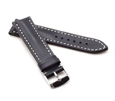 Marino: Correa de reloj de cuero Saddle NEGRA 20 mm