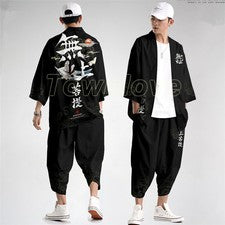 Conjunto de pantalones kimono estilo japonés para hombre pantalones tradicionales samurai tailandeses ropa de calle