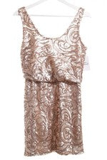 Vestido de lentejuelas MANGO elegante minivestido oro rosa mujer talla 34