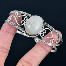 Brazalete de joyería de plata esterlina 925 hecho a mano con piedras preciosa...