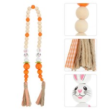 Cadena de cuentas de conejo de Pascua para el hogar cuentas de madera decoración pared telón de fondo colgante