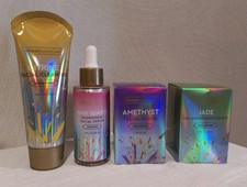 Global Beauty Gemstone Skincare 4 piezas limpiador exfoliante suero hidratante facial