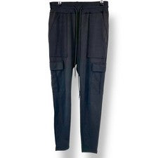 Pantalones de chándal cargo Design in Italy negros cintura elástica bolsillos con cordón para mujer