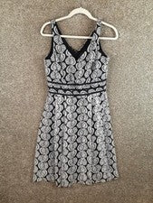 Vestido Scarlett para mujer 10 negro blanco línea A sin mangas cuello en V carrera informal nuevo sin etiquetas