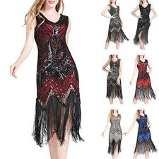 Vestido de mujer elegante vestido aleta mujer años 20 con lentejuelas y borlas