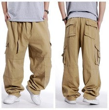Hombres Multi-bolsillo Moda Mono Informal Talla Grande Pierna Ancha Cintura Elástica Pantalones