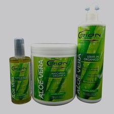 Kit de cuidado del cabello orgánico Orion Aloe Vera mascarilla aceite brillo sin enjuague 3 pasos