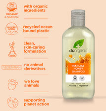 Champú de miel de Manuka orgánico para el cuidado del cabello Dr. Organic Bioactive 265 ml