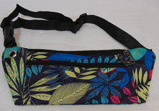 Riñonera Bandolera Hojas Tropicales Moda Cintura Impermeable Azul